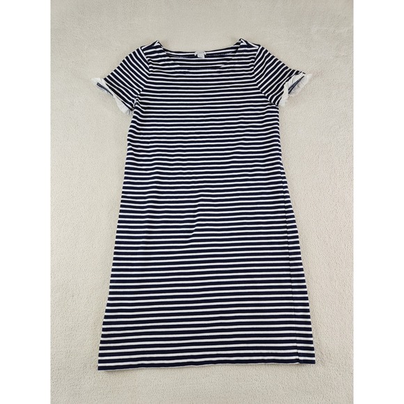 J. Crew Factory Dresses & Skirts - Womens J. Crew Breton Classic Straight T-shirt Dress with Ruffled Sleeves Size S